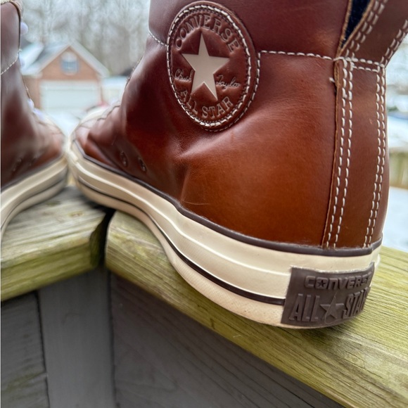 Converse All Star Brown Leather High-Top Sneakers - Picture 5 of 8